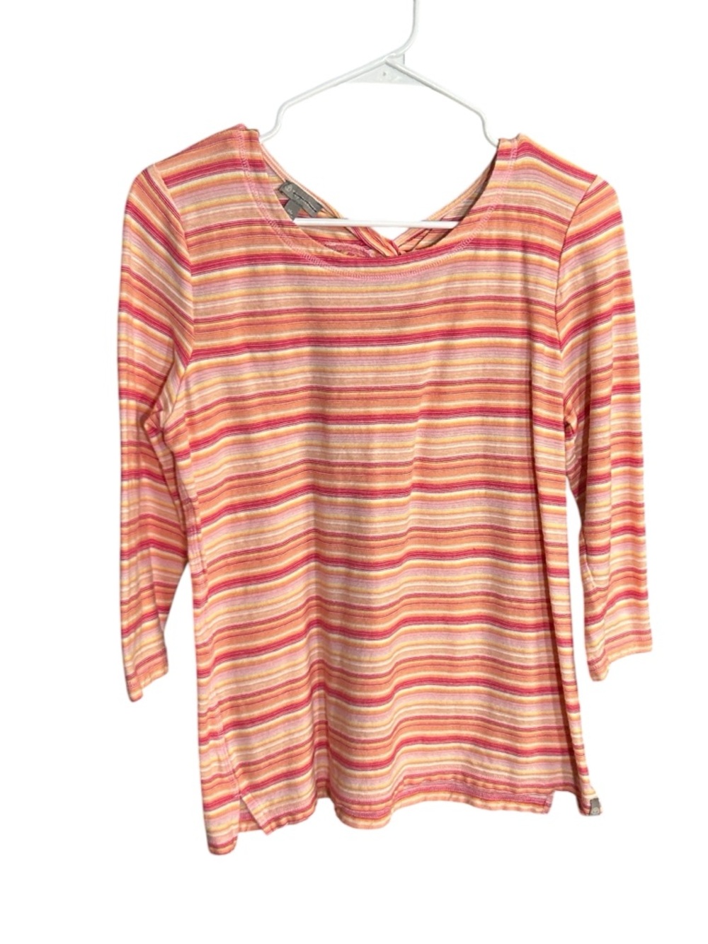 Talbots Pink and Orange Striped Long Sleeve Tee